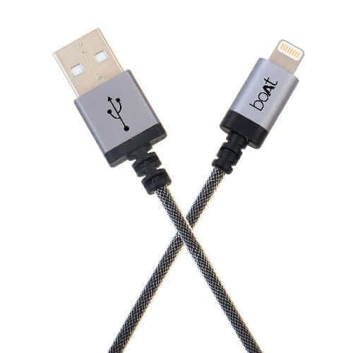 boAt LTG 500 Apple MFI Certified for iPhone, iPad and iPod 2Mtr Data Cable(Space Grey)Brand New
