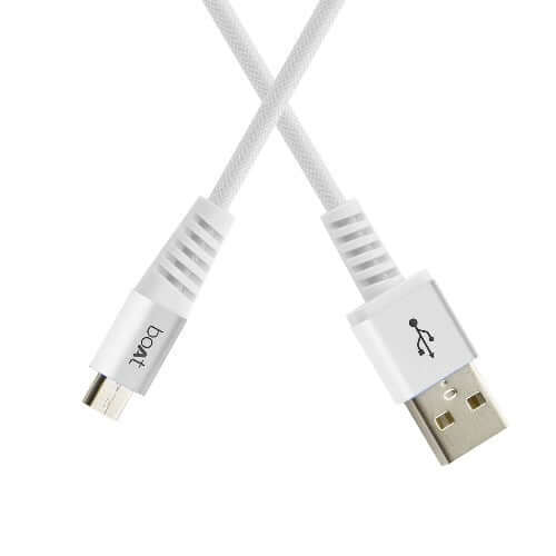 boAt Rugged V3 Braided Micro USB Cable (Pearl White) Brand New - Image 2