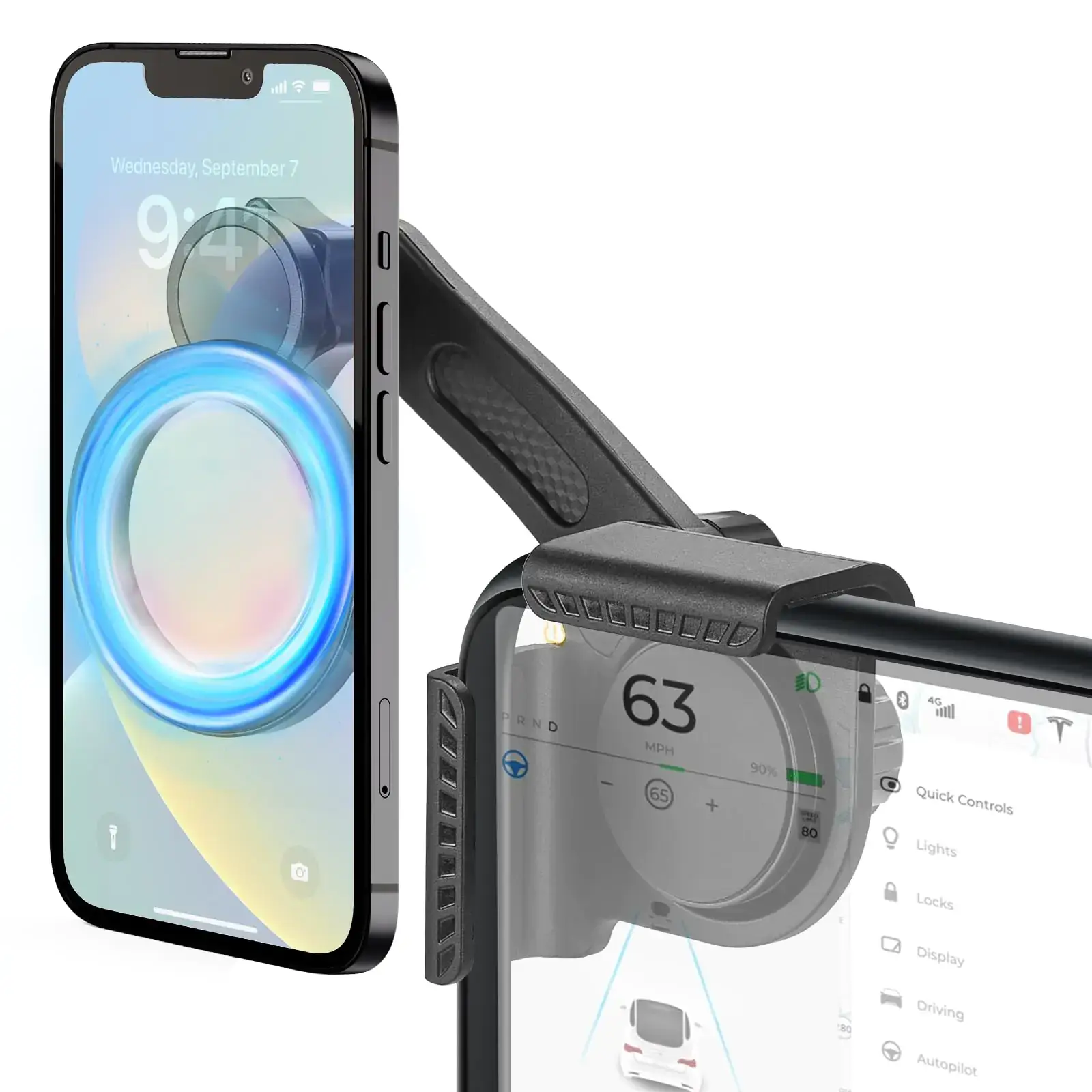 for Tesla Phone Mount, Magsafe Strongest Magnetic Tesla Phone Holder for Tesla Model 3/Model Y/Cybertruck Accessories 2024, No Glue for Car Phone Mount for Tesla with Magnetic Ring Fits for All Phone - Image 2